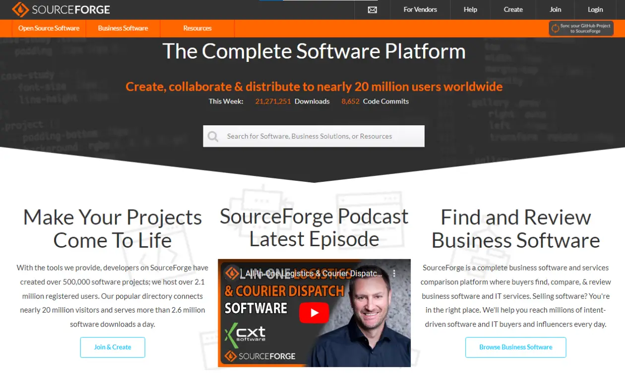 SourceForge - Software Service Review Site